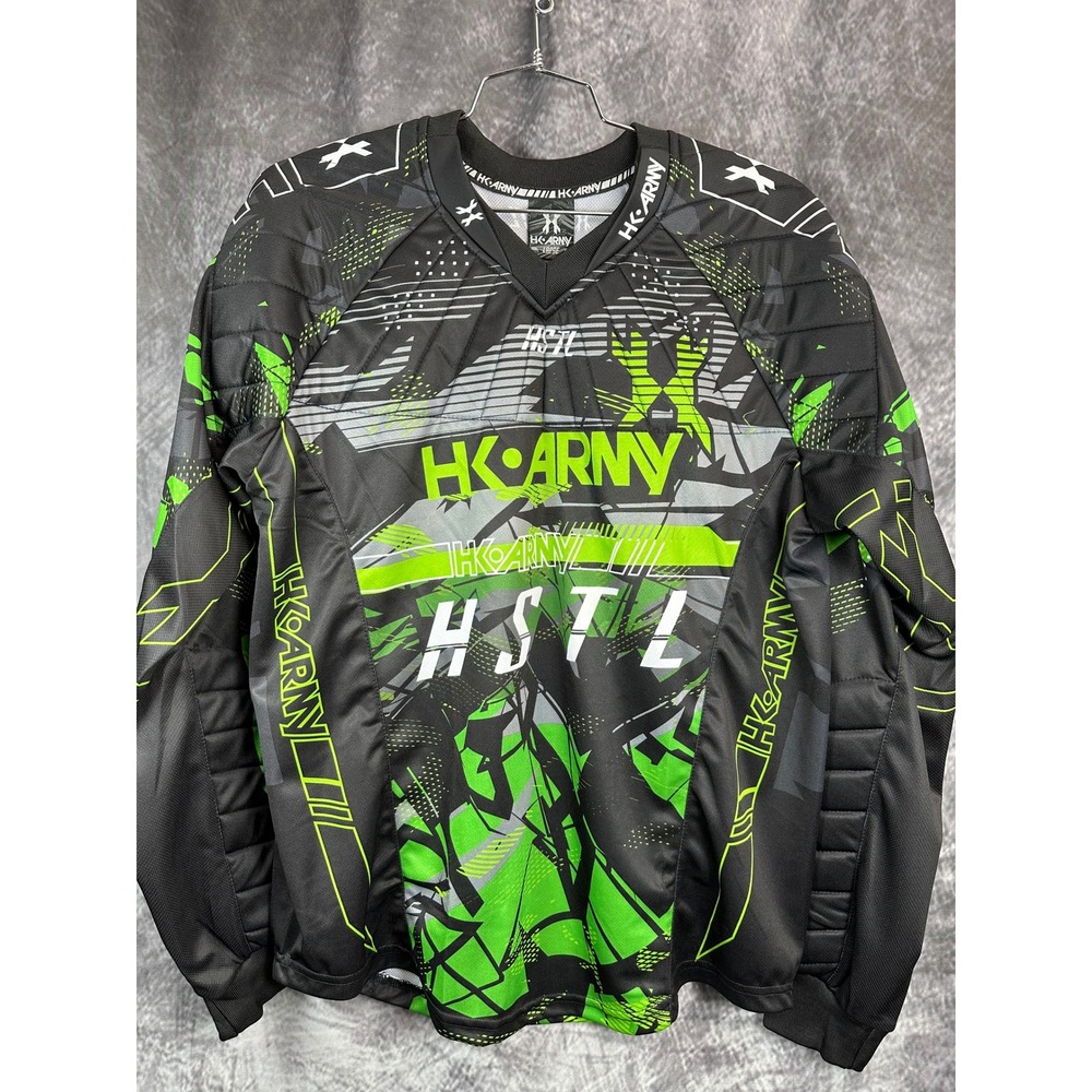 HK Army HSTL NWT Base Jersey Mens Large Slime Green Black Padded Paintball Shirt